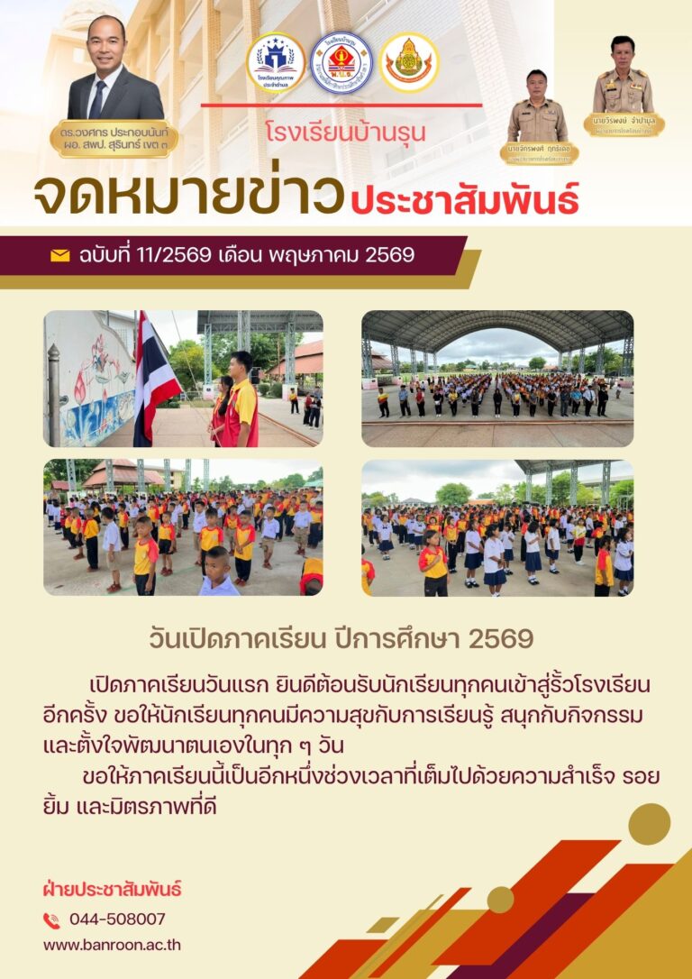 เปิดภาคเรียนวันแรก ยินดีต้อนรับนักเรียนทุกคนเข้าสู่รั้วโรงเรียนอีกครั้ง